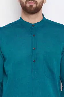 Green woven pure cotton kurta-pajama