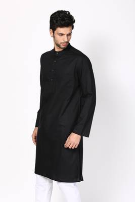 Black woven pure cotton kurta-pajama 2