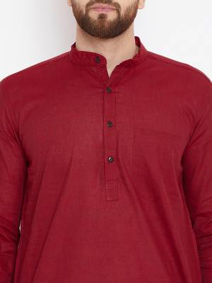 Maroon woven pure cotton kurta-pajama 5
