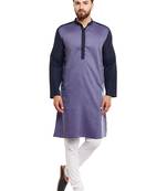 Blue woven pure cotton kurta-pajama