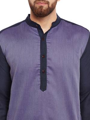 Blue woven pure cotton kurta-pajama 5
