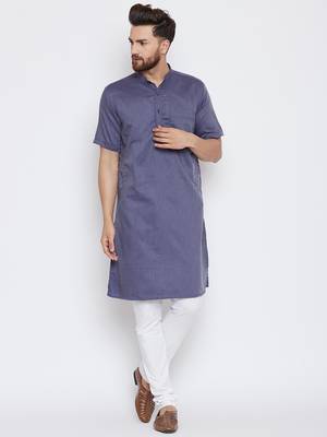 Grey woven pure cotton kurta-pajama 1