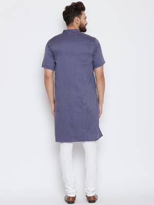 Grey woven pure cotton kurta-pajama 4