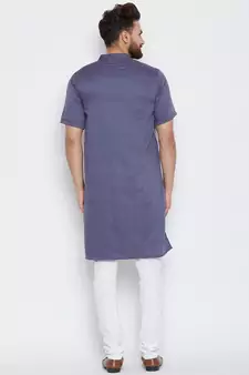 Grey woven pure cotton kurta-pajama