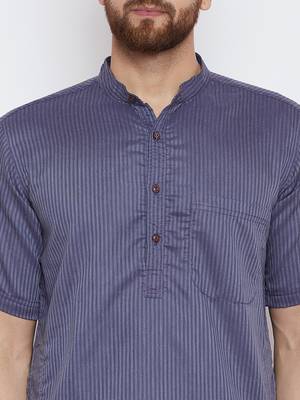 Grey woven pure cotton kurta-pajama 5