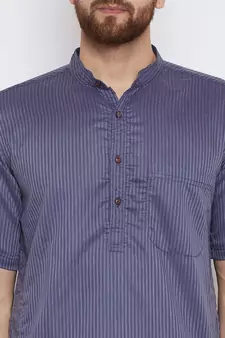 Grey woven pure cotton kurta-pajama