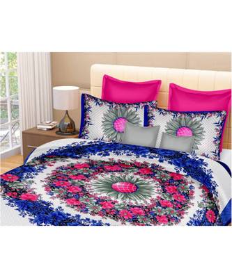 multicolor jaipuri Printed Double Bedsheet With Two pillow Covers (90*100) 1