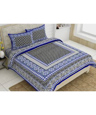 multicolor jaipuri Printed Double Bedsheet With Two pillow Covers (90*100) 1