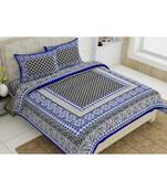 multicolor jaipuri Printed Double Bedsheet With Two pillow Covers (90*100)
