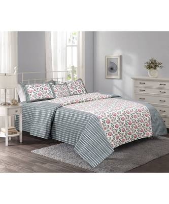 multicolor jaipuri Printed Double Bedsheet With Two pillow Covers (93*108) 1