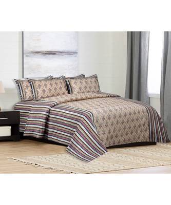 multicolor jaipuri Printed Double Bedsheet With Two pillow Covers (93*108) 1