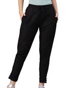 Women Black Polysilk Solid Trouser