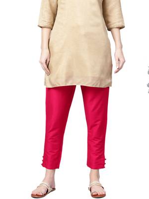 Women Dark Pink Polysilk Solid Trouser 1
