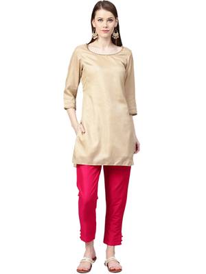 Women Dark Pink Polysilk Solid Trouser 4