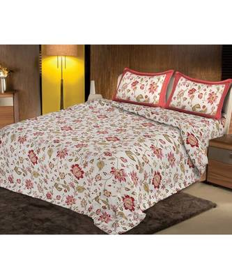 multicolor jaipuri Printed Double Bedsheet With Two pillow Covers (100*108) 1