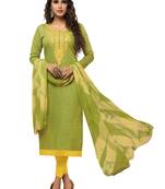 Light-Green Embroidered Art Silk Salwar