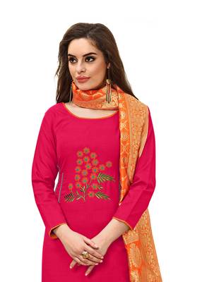 Pink Embroidered Faux Cotton Salwar 2
