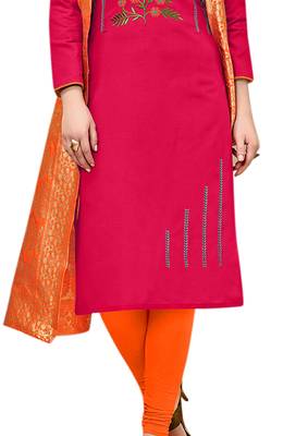 Pink Embroidered Faux Cotton Salwar 3
