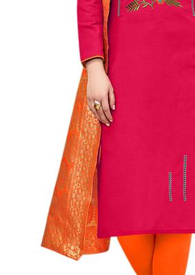 Pink Embroidered Faux Cotton Salwar 4