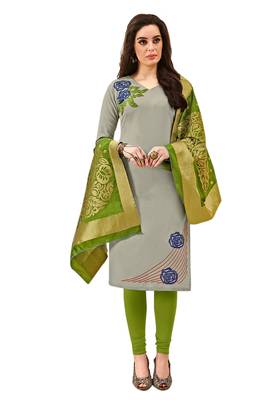 Grey Embroidered Faux Cotton Salwar 1
