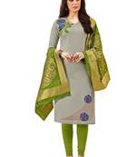 Grey Embroidered Faux Cotton Salwar