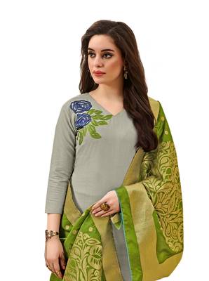 Grey Embroidered Faux Cotton Salwar 2