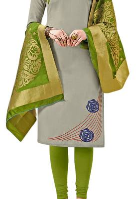 Grey Embroidered Faux Cotton Salwar 3