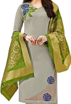 Grey Embroidered Faux Cotton Salwar 4