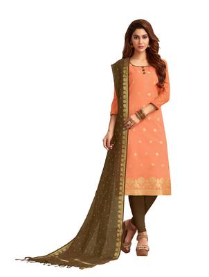 Peach Woven Banarasi Silk Salwar 1