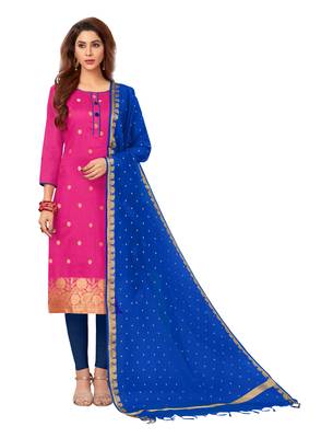 Pink Woven Banarasi Silk Salwar 1