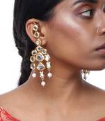 Kundan Earrings With Ear Chain