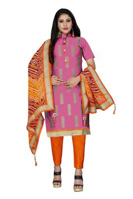 Pink Embroidered Faux Cotton Salwar 1