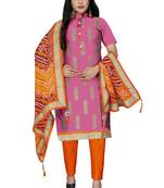 Pink Embroidered Faux Cotton Salwar
