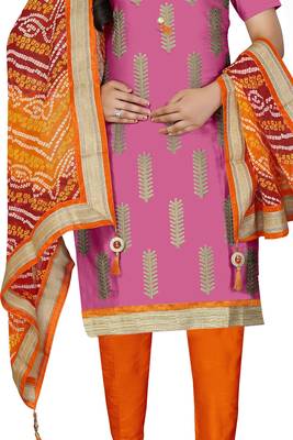 Pink Embroidered Faux Cotton Salwar 4