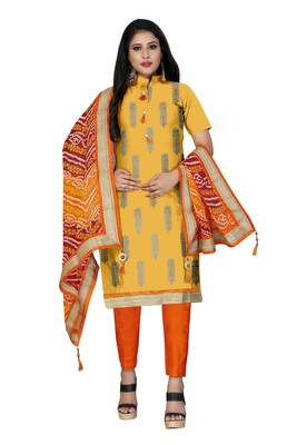 Yellow Embroidered Faux Cotton Salwar 1