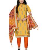 Yellow Embroidered Faux Cotton Salwar