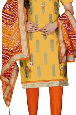 Yellow Embroidered Faux Cotton Salwar 4