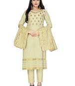 Beige Embroidered Faux Cotton Salwar