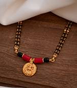Black beads mangalsutra with cap (7+1) with single Laxmi coin vati one gram gold
