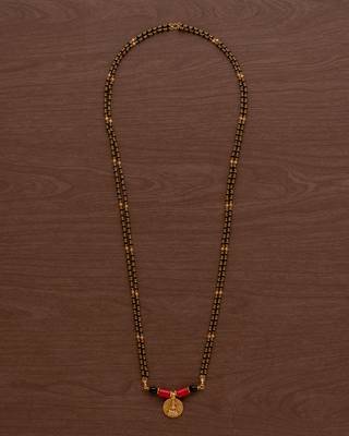 Black beads mangalsutra with cap (7+1) with single Laxmi coin vati one gram gold 2