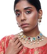Kundan Stone Neckpiece With Earrings