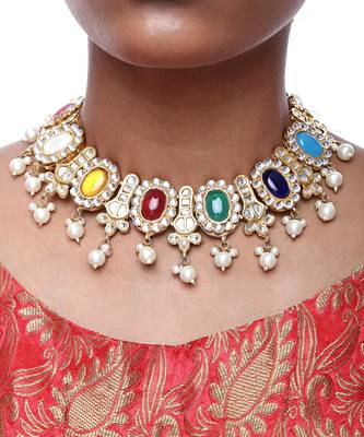 Kundan Stone Neckpiece With Earrings 2