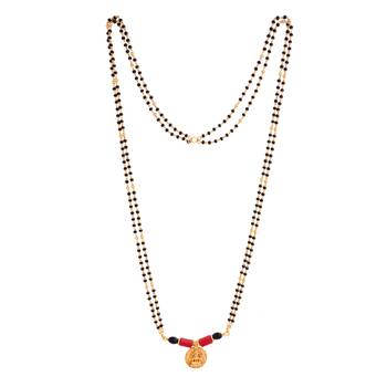 Black beads mangalsutra with cap (7+1) with single Laxmi coin vati one gram gold 3
