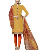 Yellow Embroidered Faux Cotton Salwar
