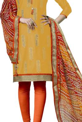 Yellow Embroidered Faux Cotton Salwar 4