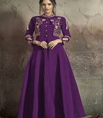 Wine Embroidered Taffeta Salwar