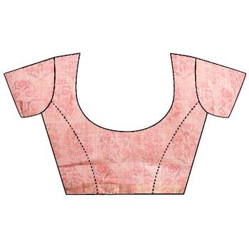 Peach printed cotton saree with blouse 3