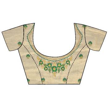 Green printed georgette saree with blouse 3