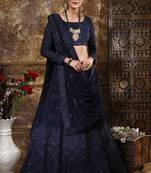 Blue Embroidered Georgette Semi Stitched Lehenga Choli