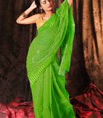 Green Jamdani Saree With All Over Zari Work